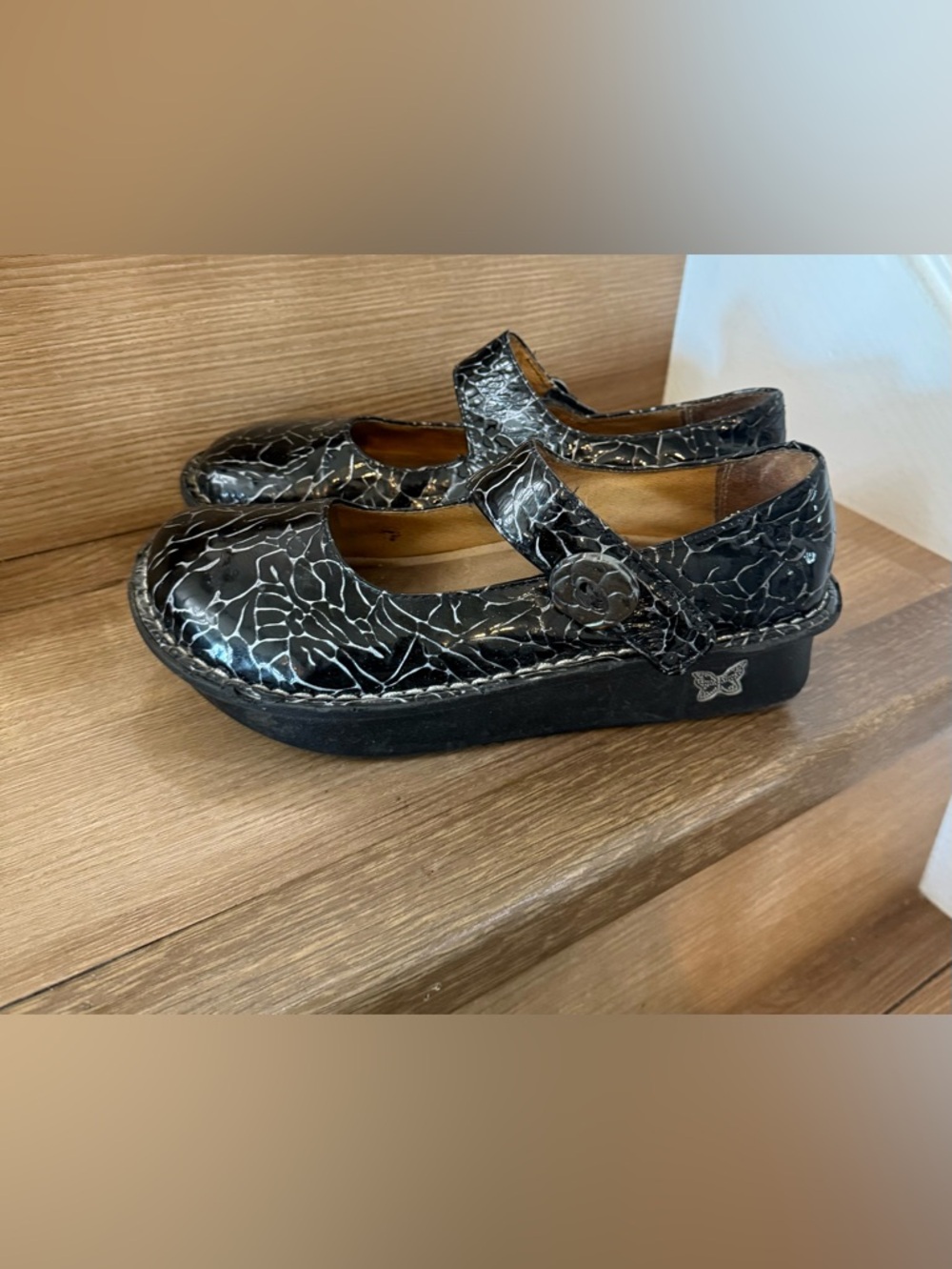 Alegria  Paloma Mary Jane Black  Patent Leather  Shoes size 38. Us 7.5-8